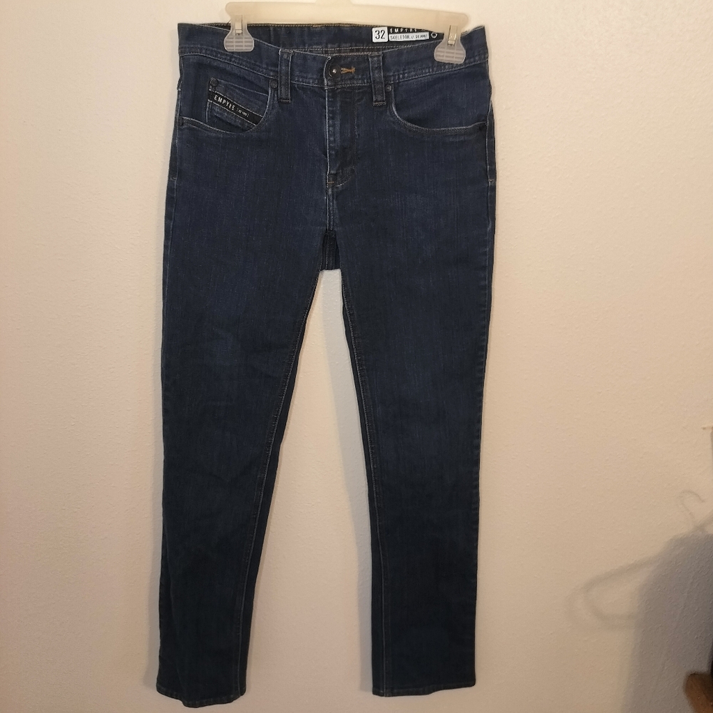 Mens Empyre Skelator Skinny Jeans Size 32 Dark‎ Blue Y2K Grunge Skater